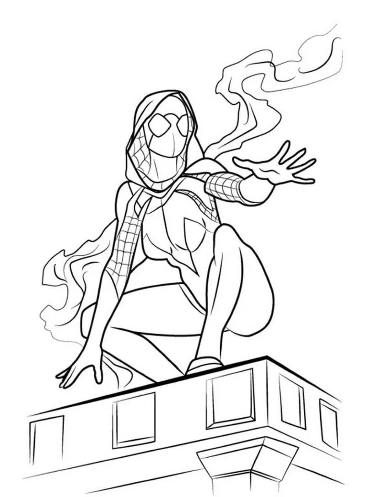 Coloring page of an attractive spider-man