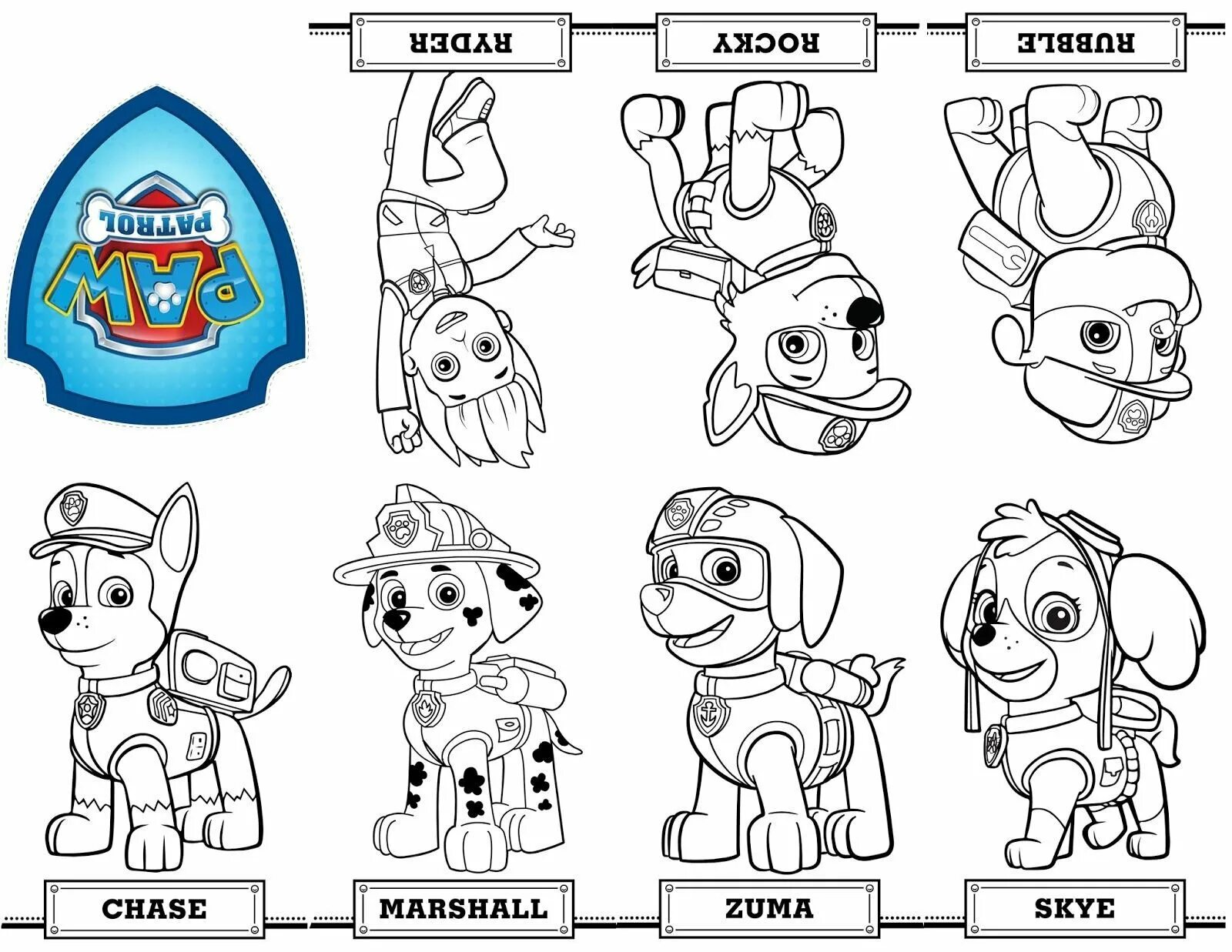 Paw patrol glossy coloring photo