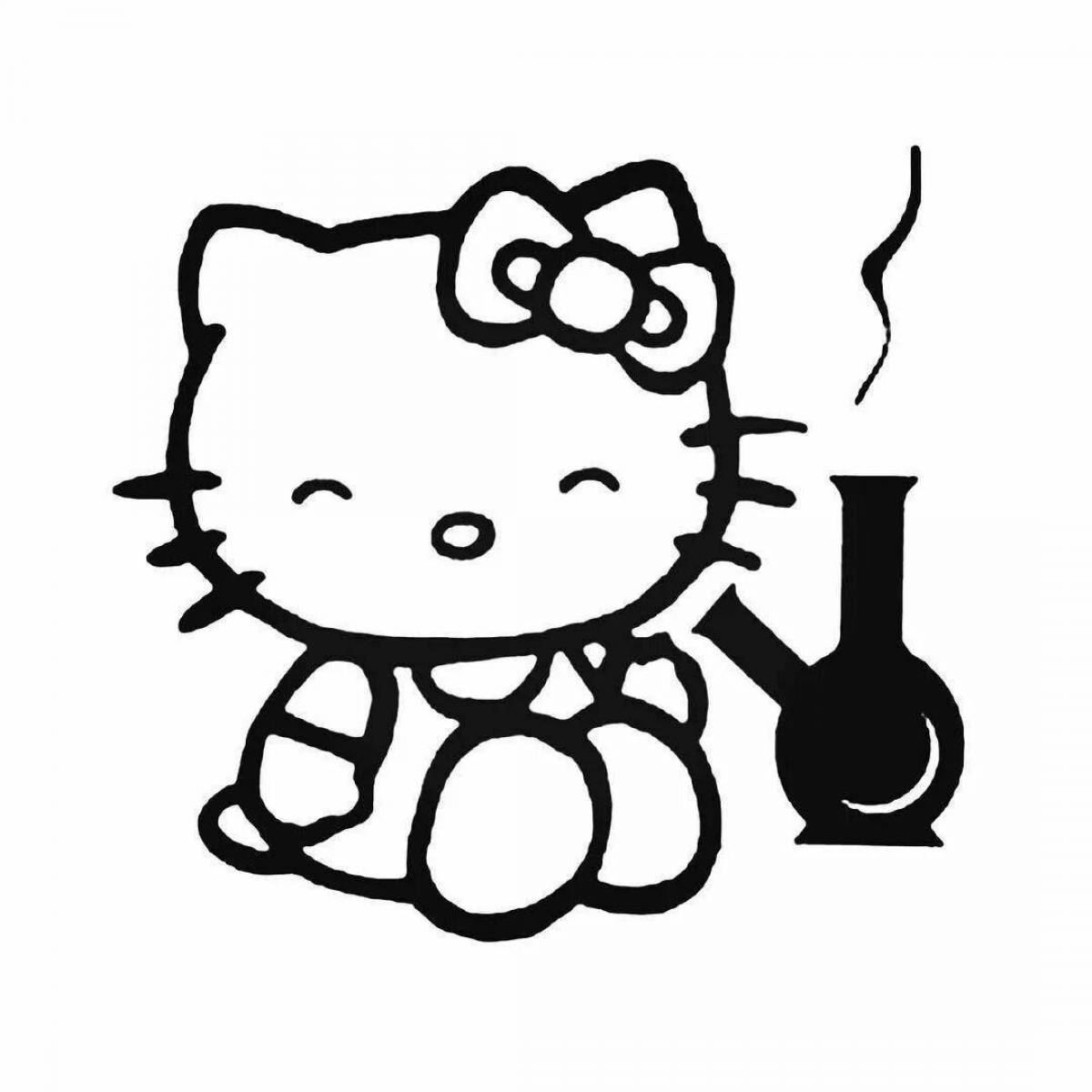 Adorable hello kitty sticker coloring page