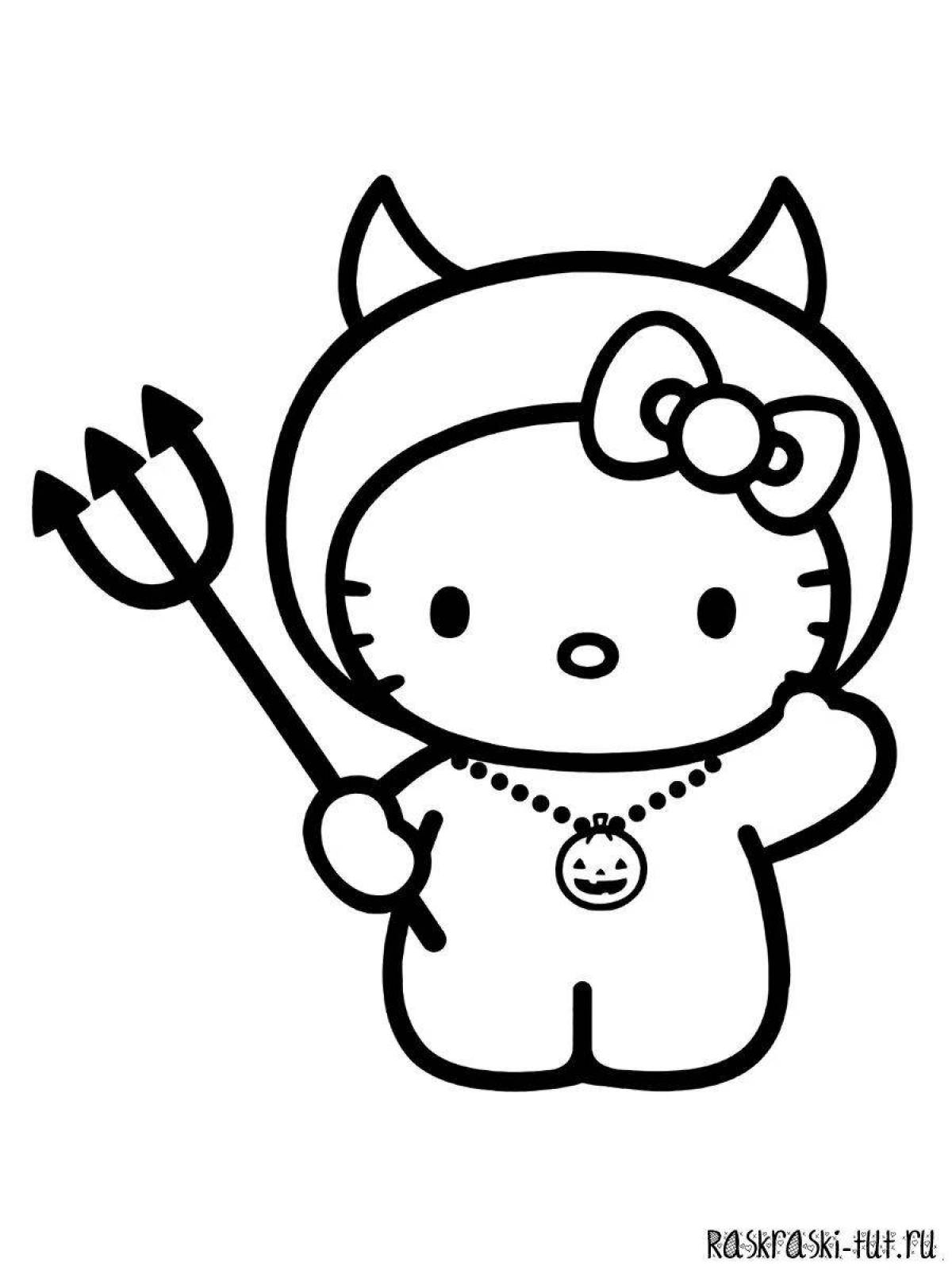 Fun coloring page of hello kitty stickers