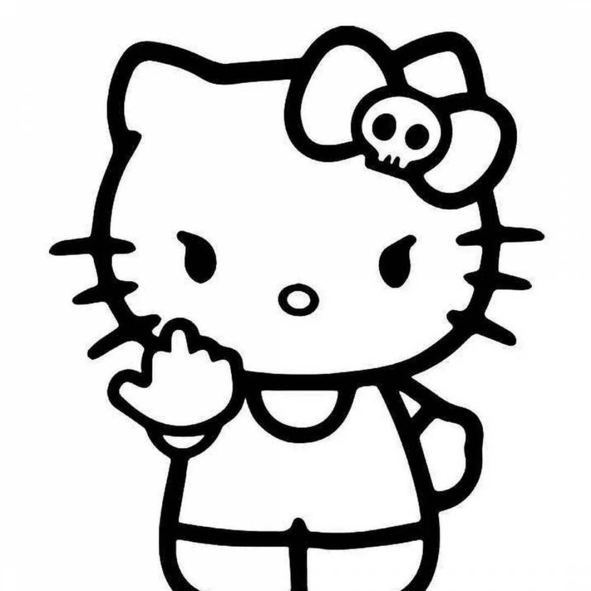 Красочная страница раскраски стикеров hello kitty