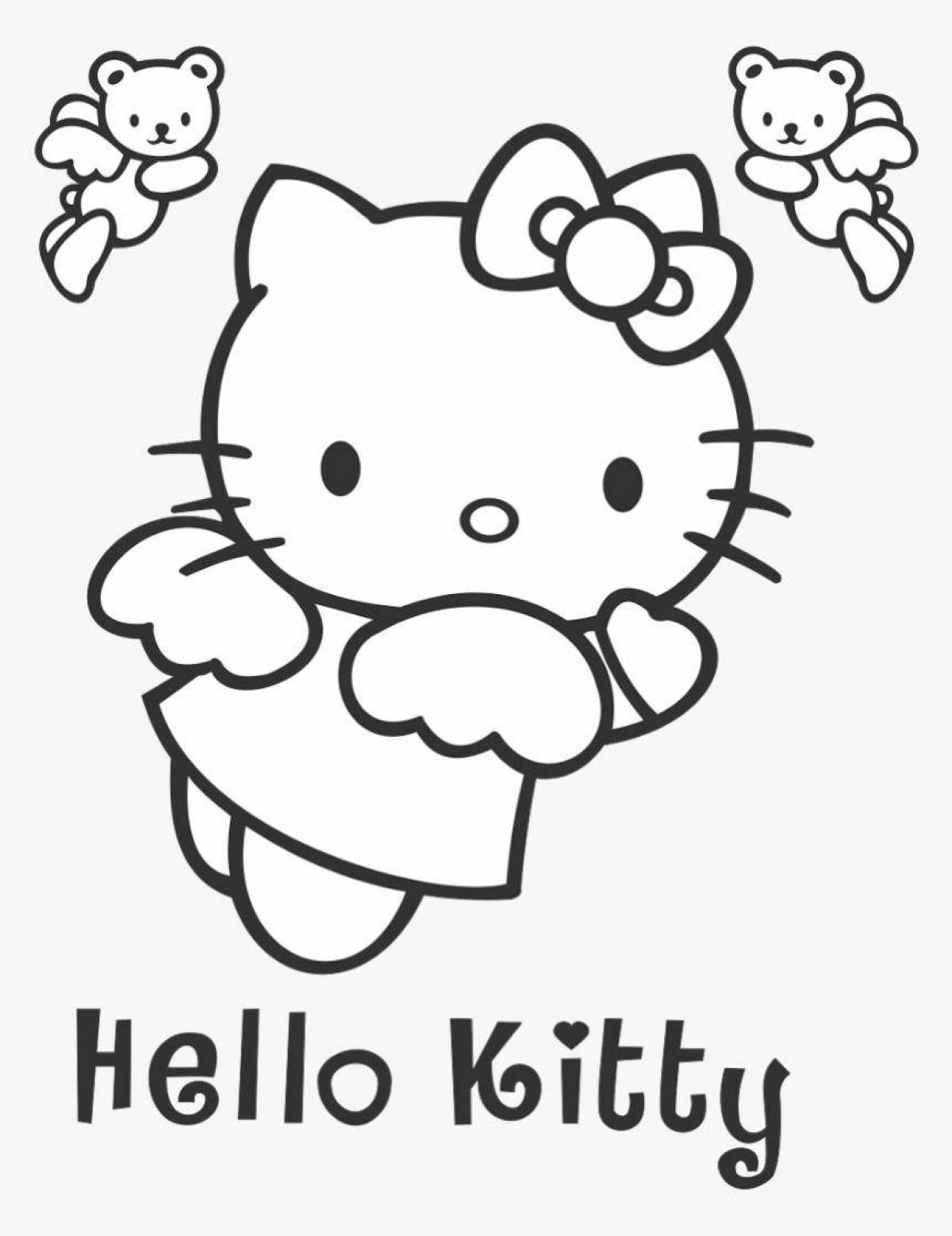 Adorable hello kitty sticker coloring page