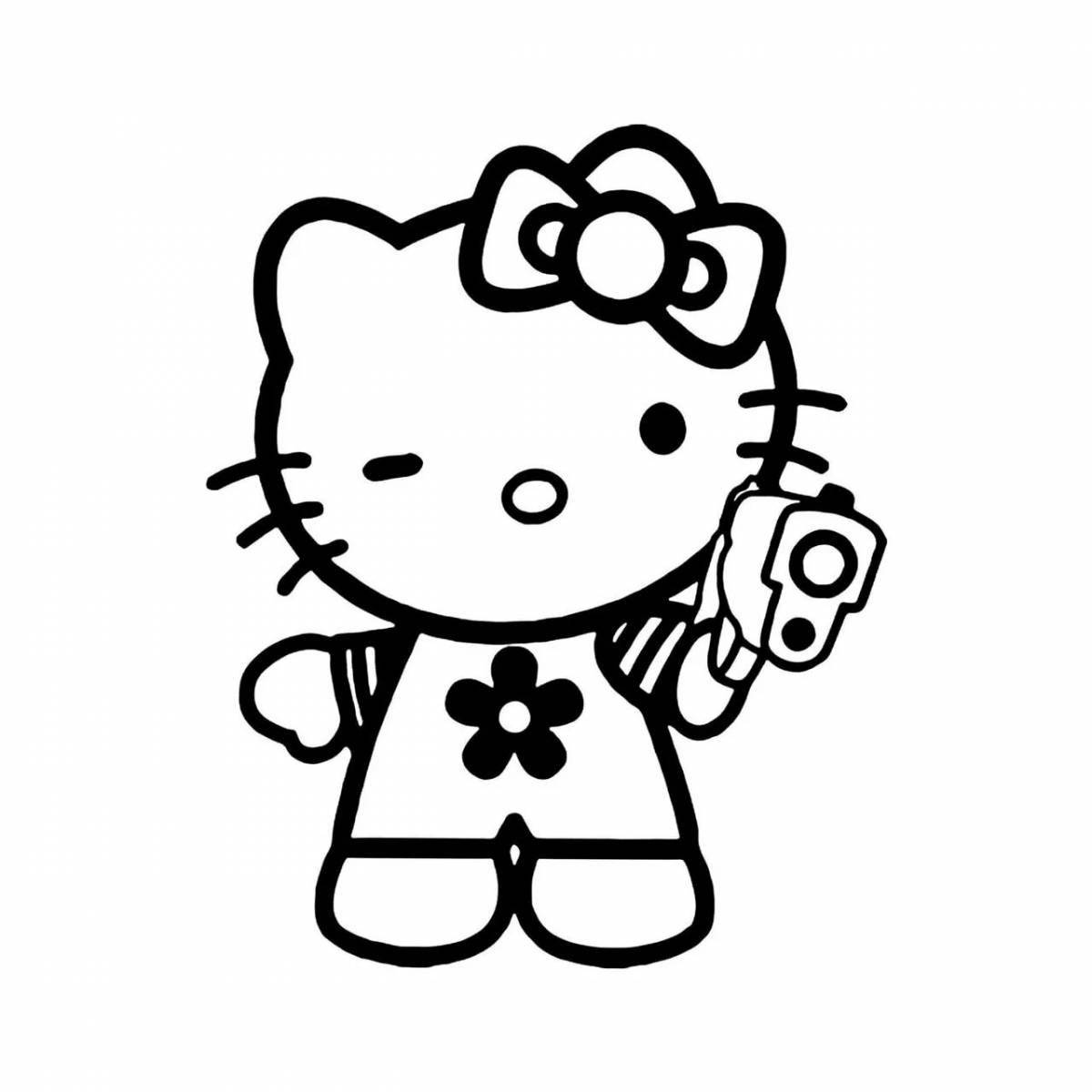 Funny hello kitty sticker coloring page