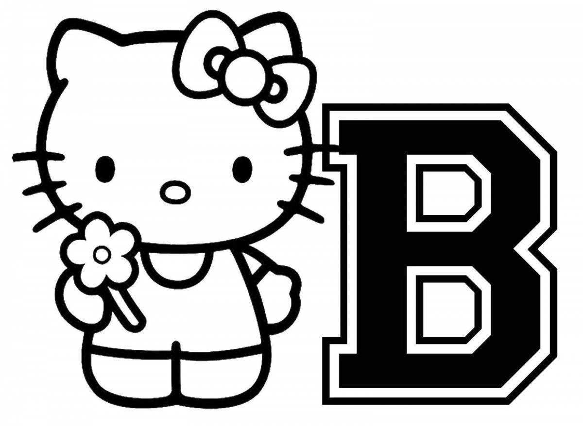 Coloring page of funny hello kitty stickers