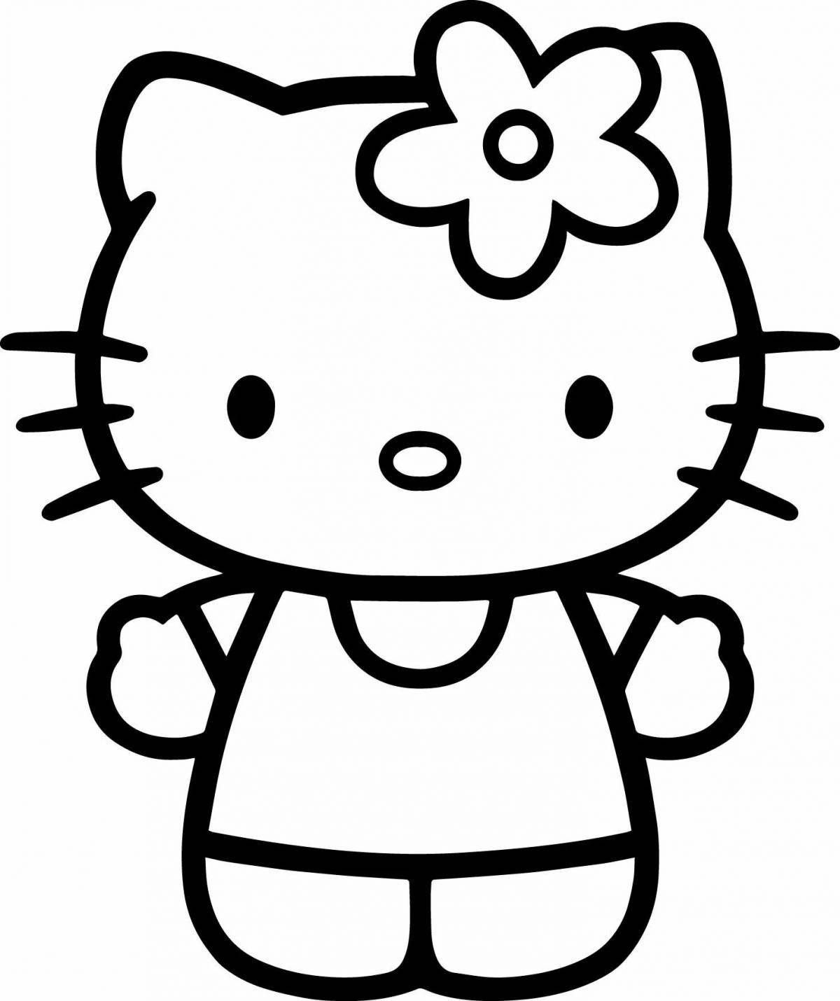 Сияющая страница раскраски hello kitty sticker