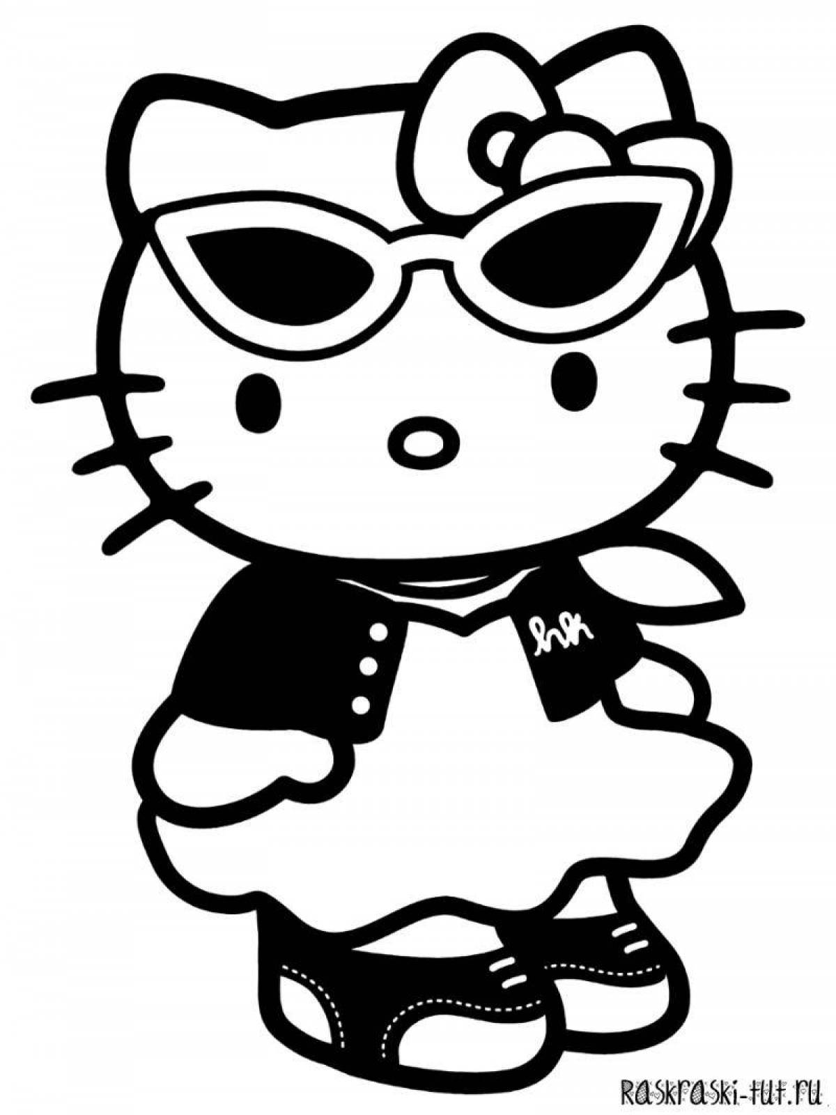 Blissful hello kitty sticker coloring page