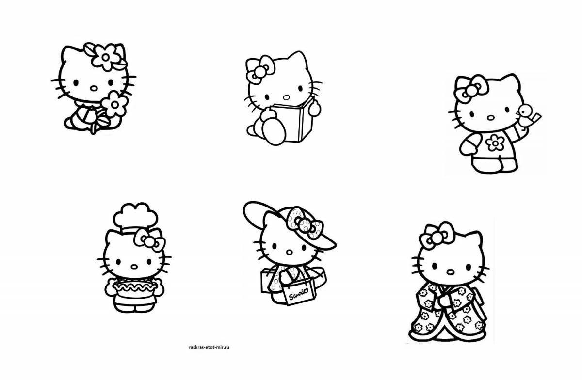Coloring glowing hello kitty stickers