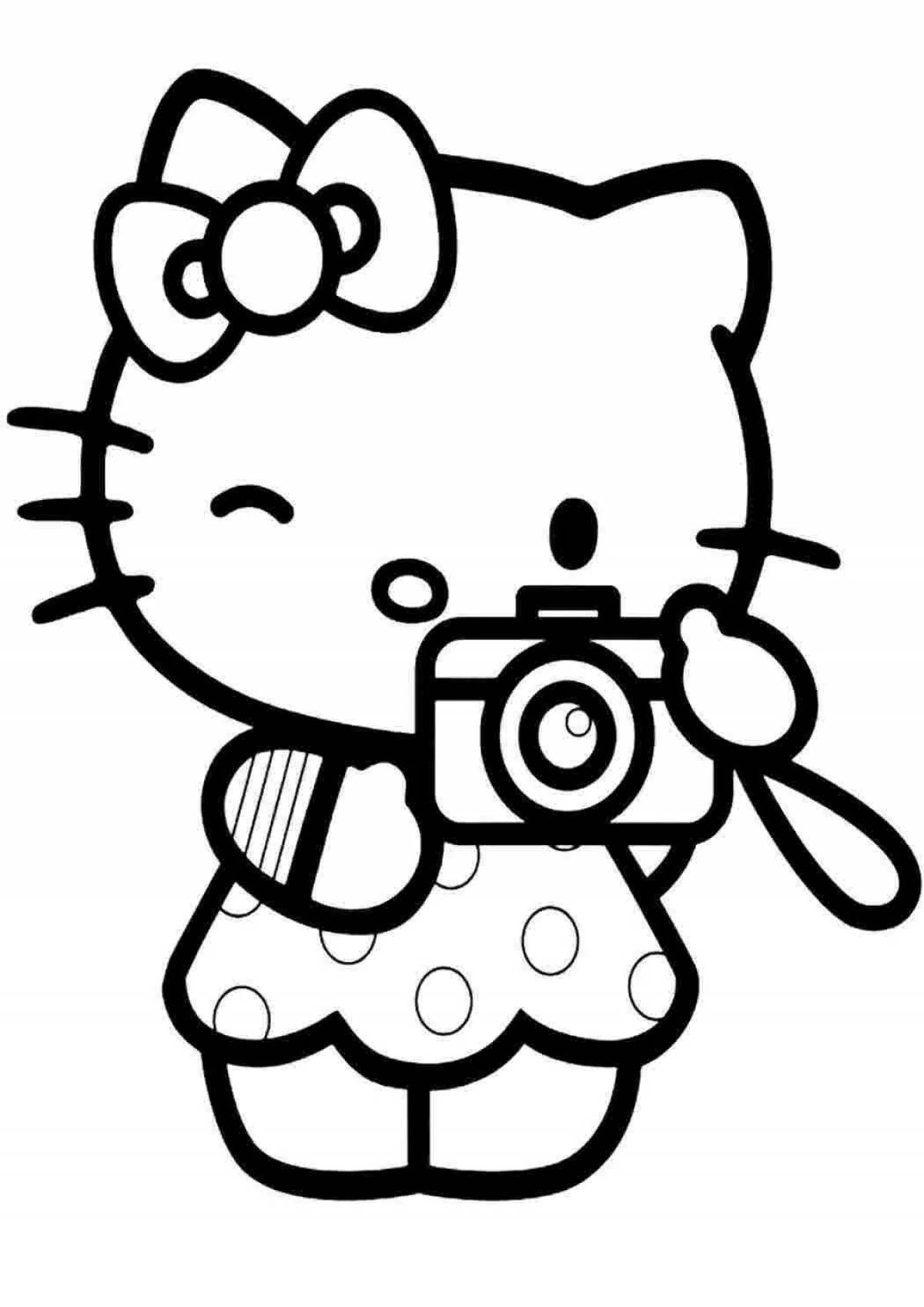 Exquisite hello kitty sticker coloring page