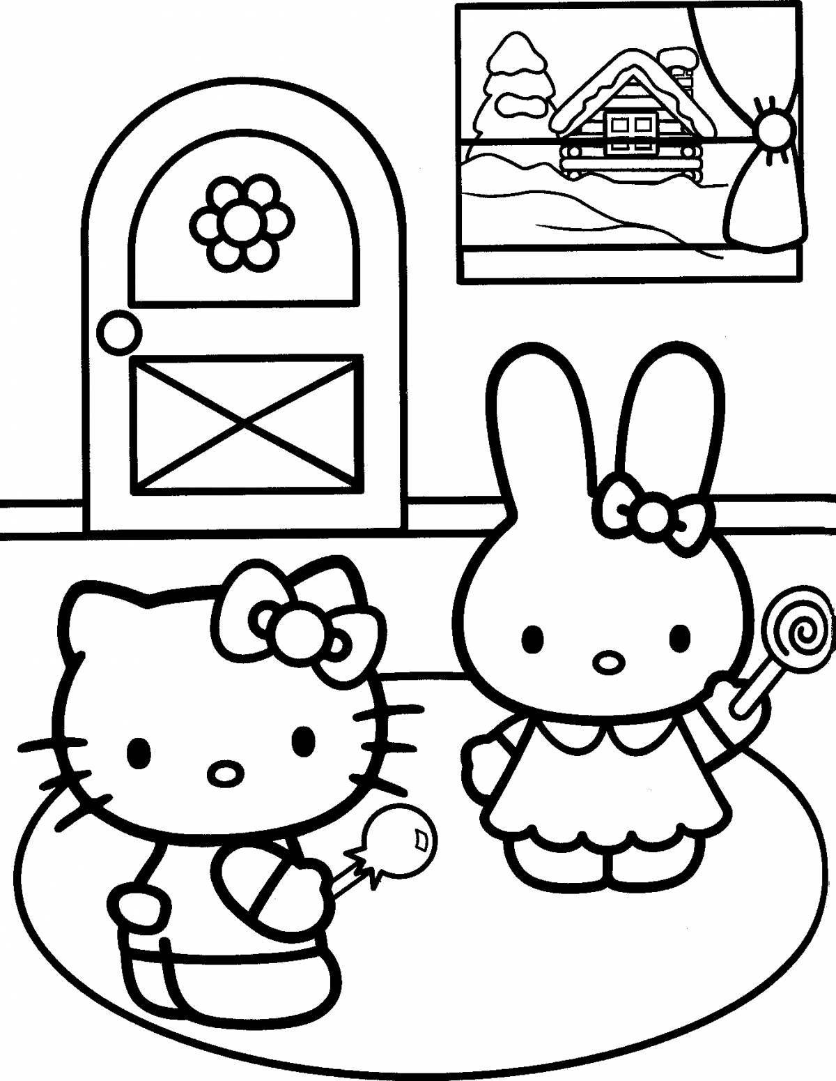 Cute cat and rabbit coloring book