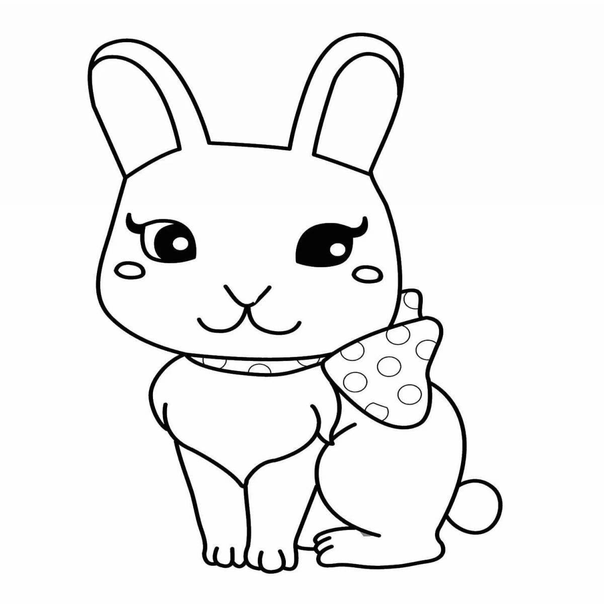 Coloring page funny cat and rabbit