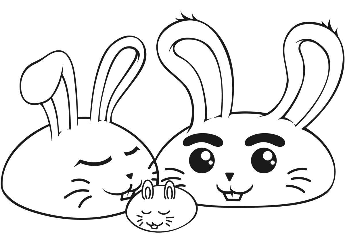 Adorable cat and rabbit coloring page