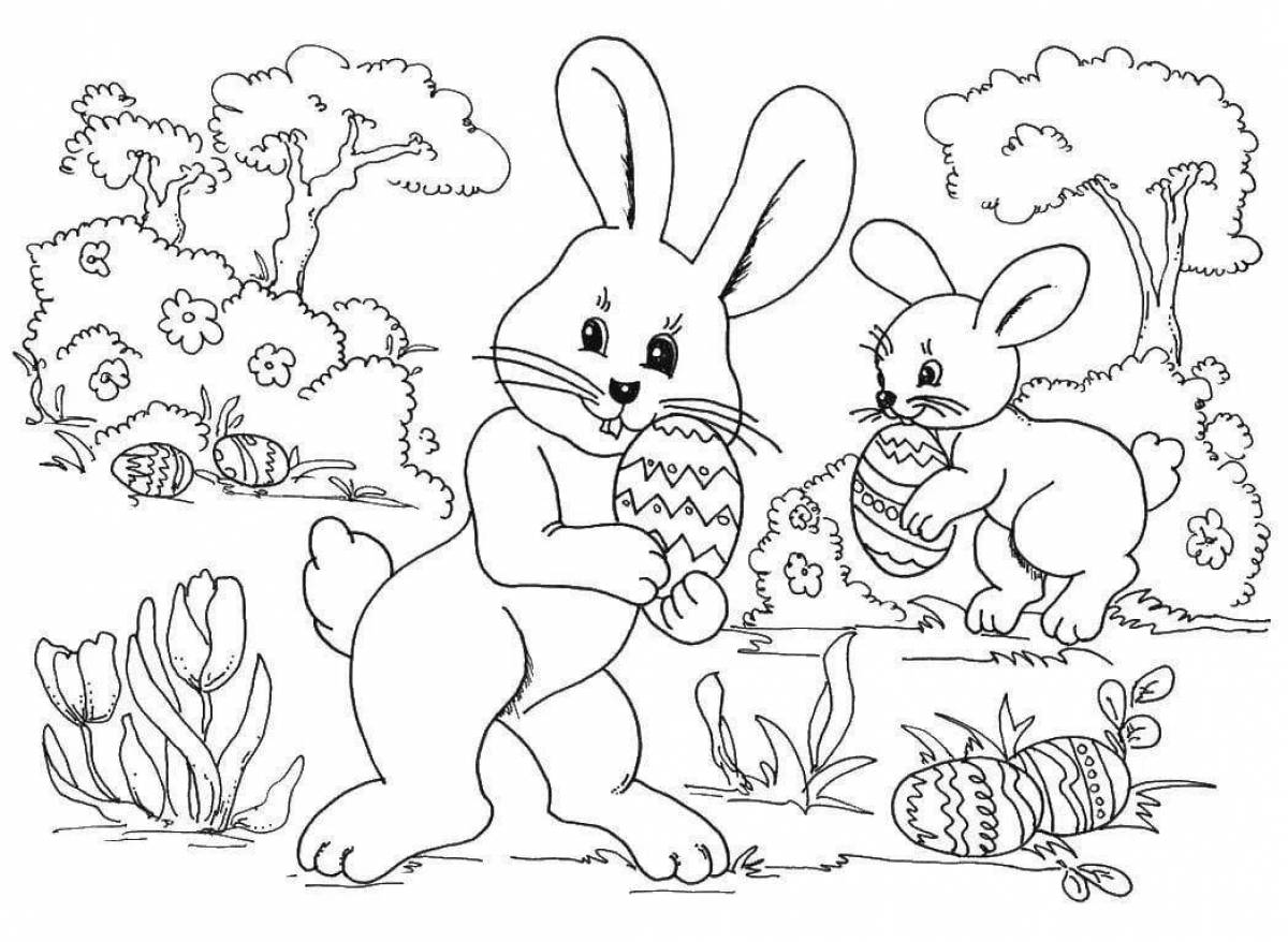 Naughty cat and rabbit coloring page