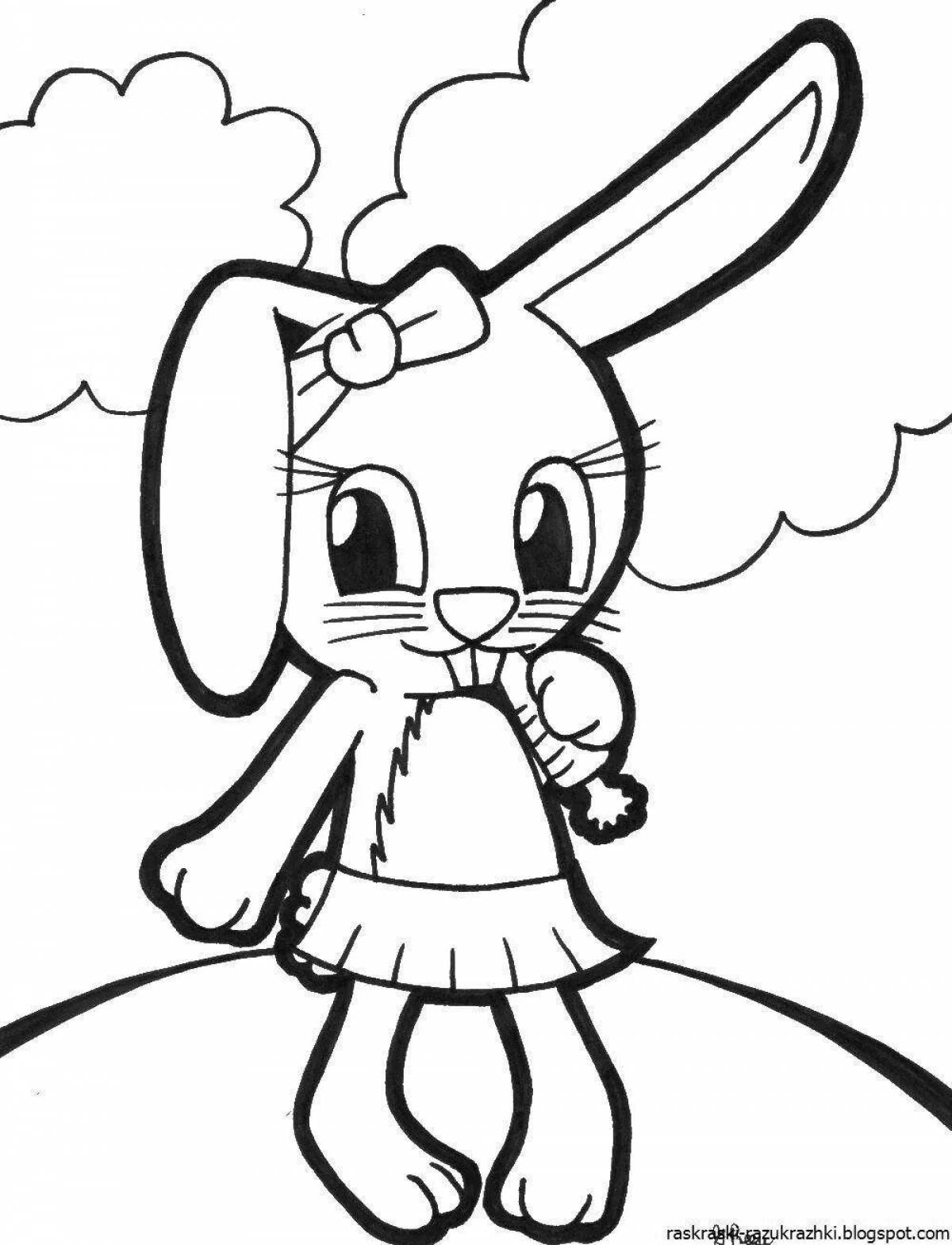 Coloring book sunny cat and rabbit