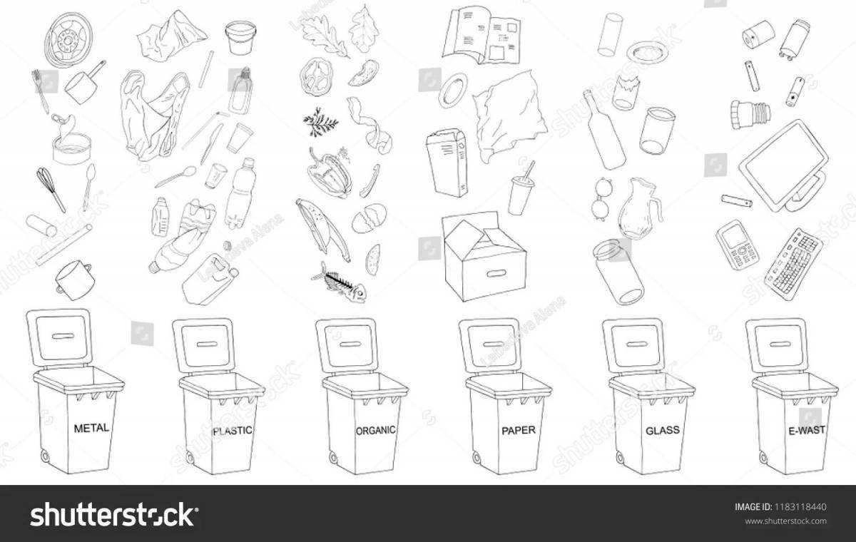 Separate collection playful coloring page