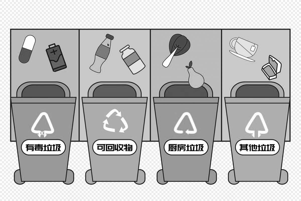 Fun coloring book for separate waste collection