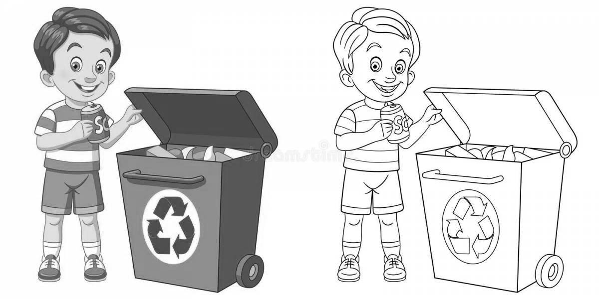 Inspirational coloring book for separate waste collection