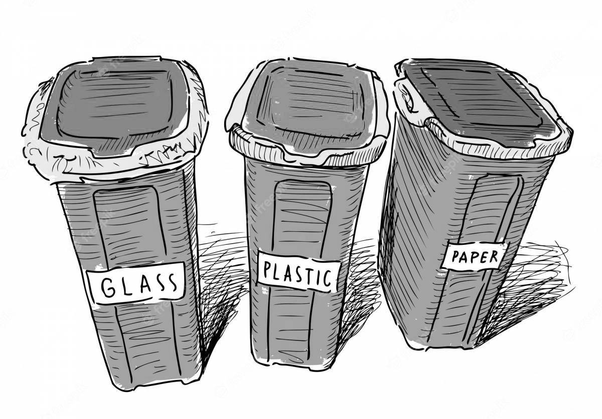 Coloring book glowing separate waste collection