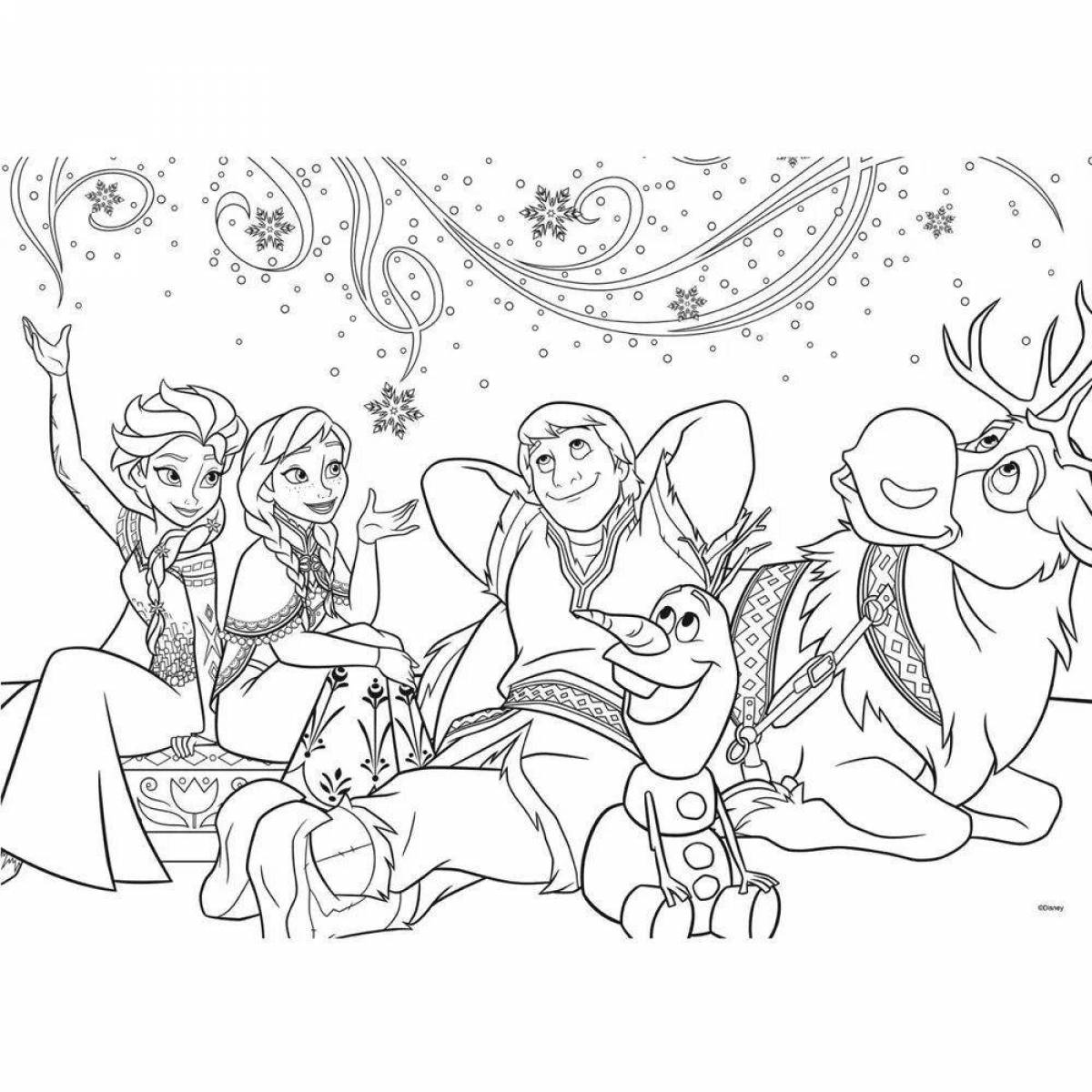 Grand coloring page ol and elsa