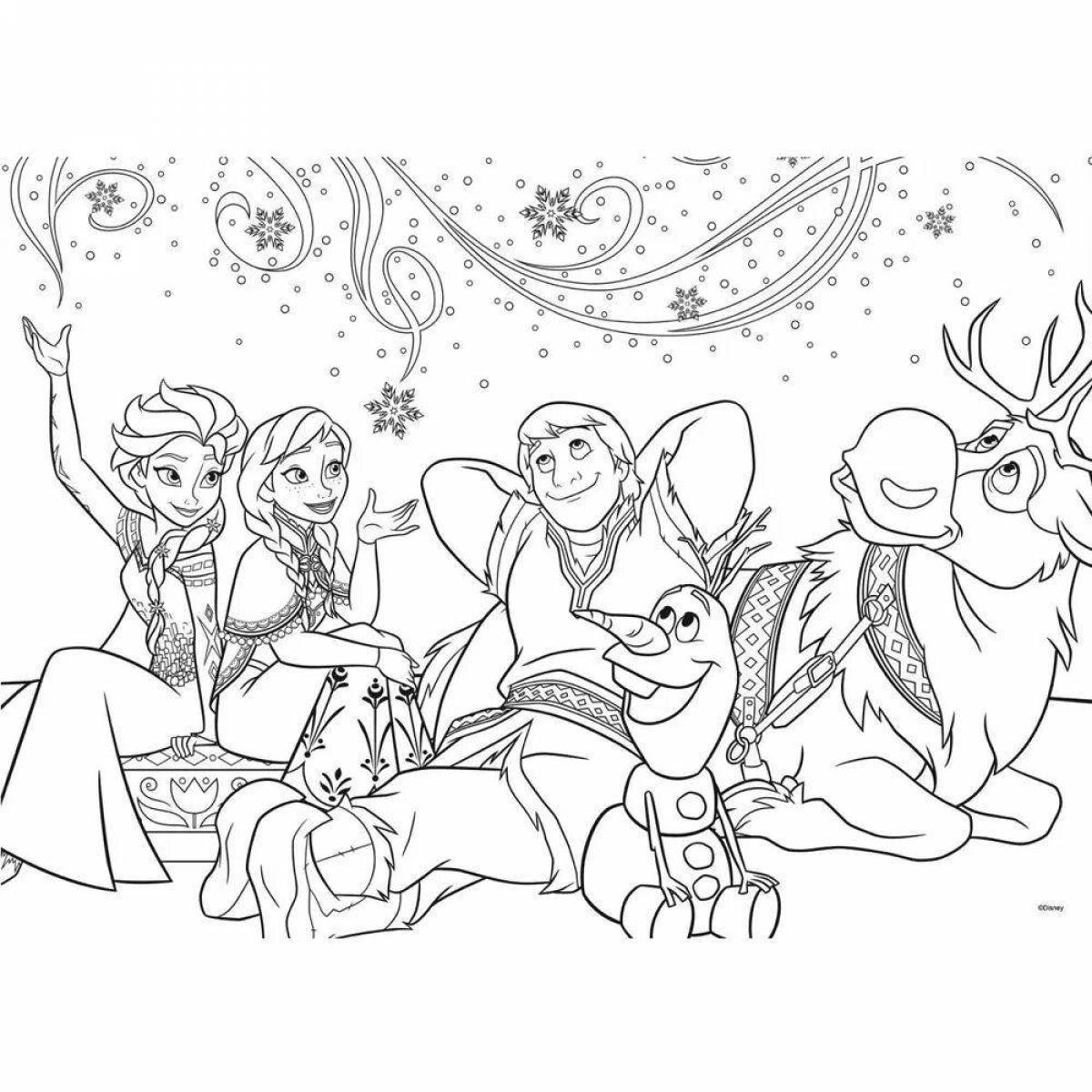 Grand coloring page олов и эльза