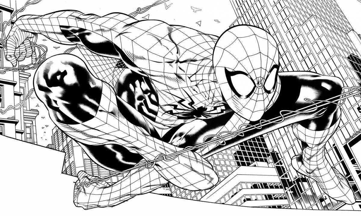 Bold coloring of comic book spider-man