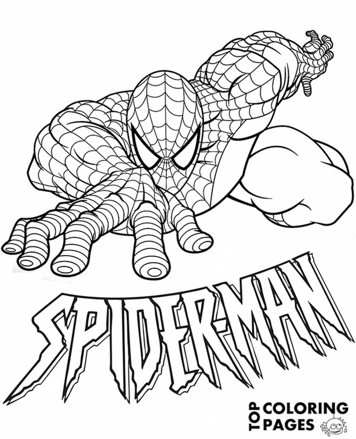 Раскраска сияющий комический человек-паук
