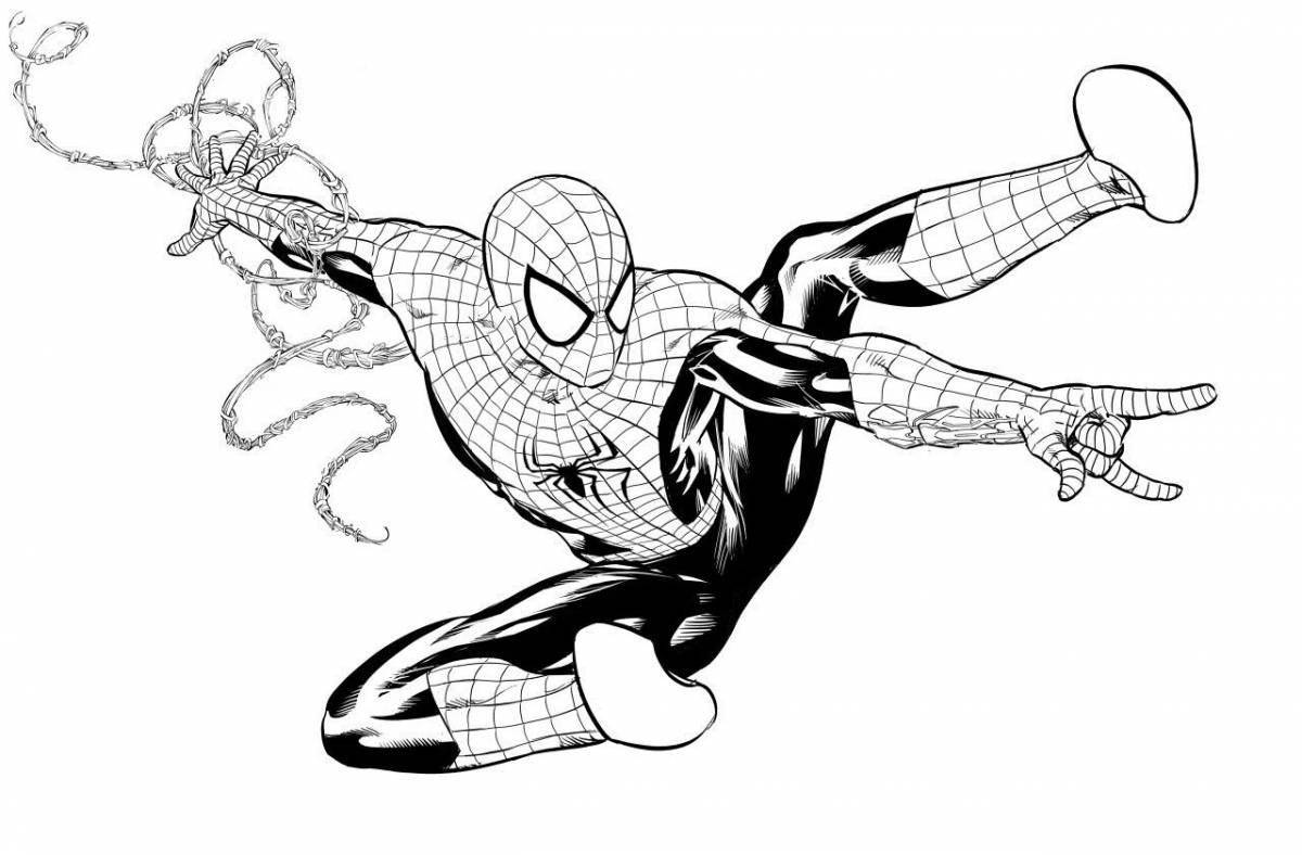 Coloring book glowing comic spider-man