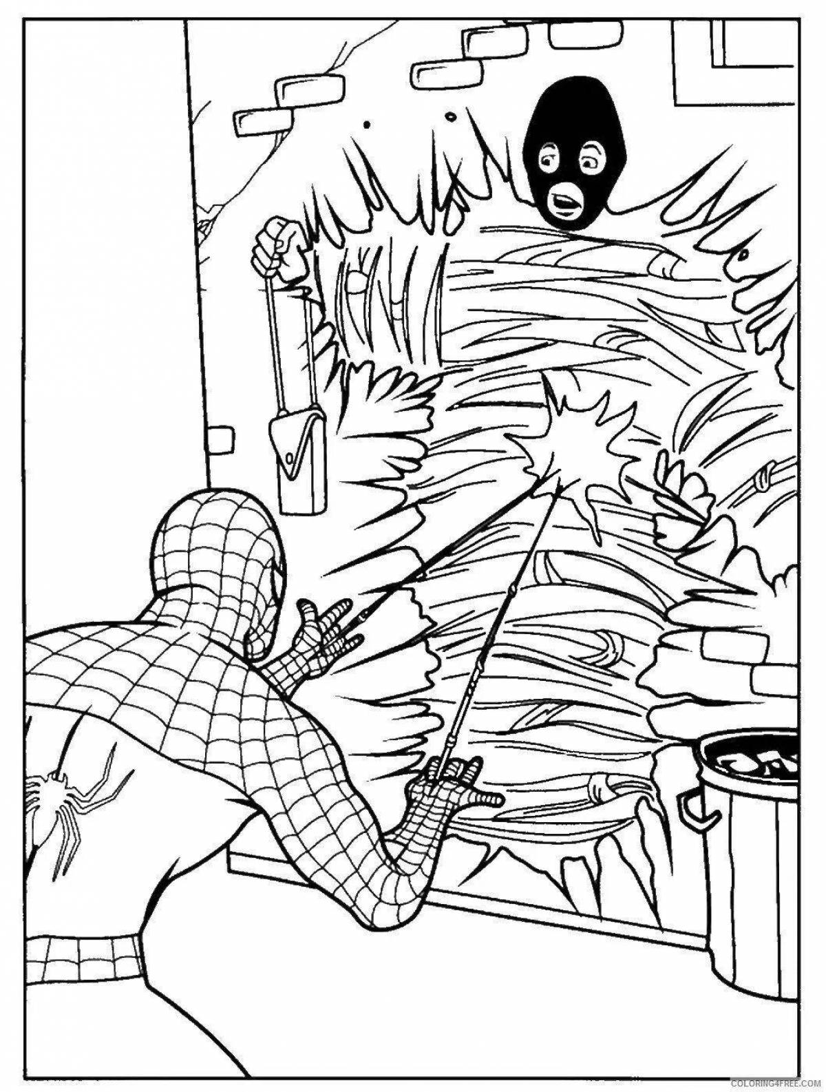 Раскраска ослепительный комический человек-паук
