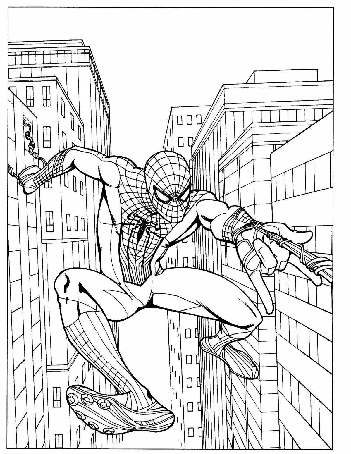 Очаровательная раскраска человека-паука из комиксов