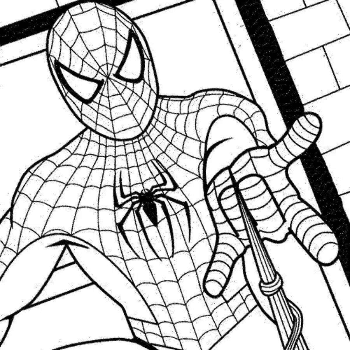 Coloring animated comic book spiderman