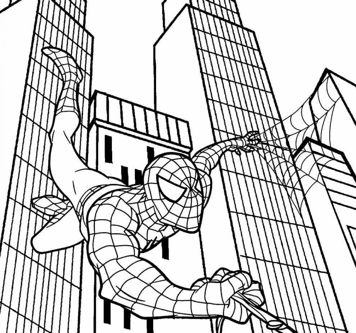 Coloring book playful comic spider-man