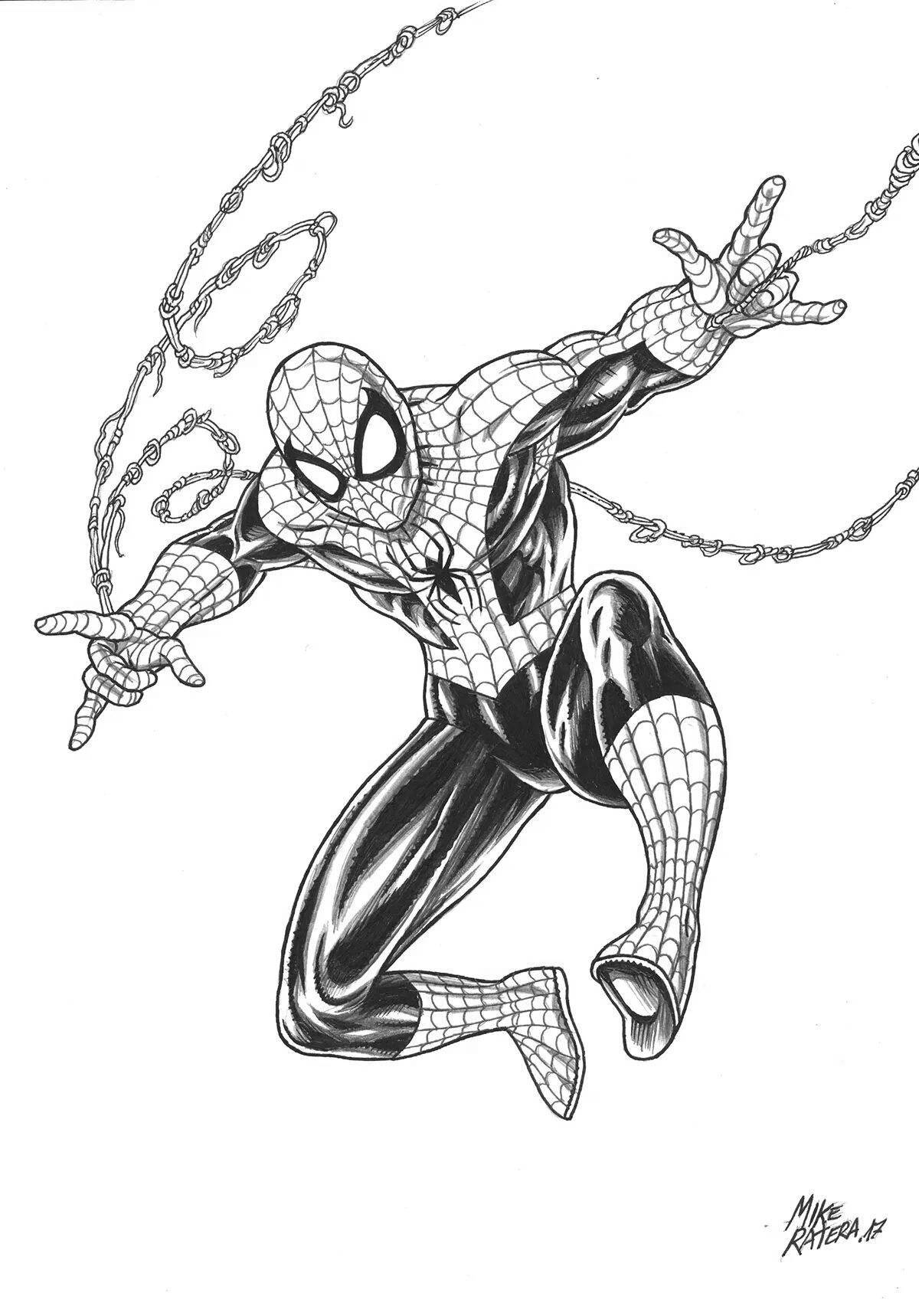 Coloring book joyful comic spider-man