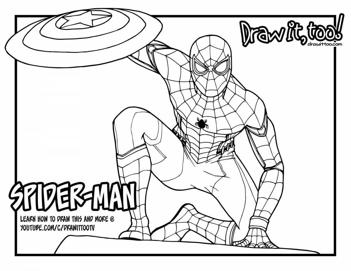 Причудливая комикс-раскраска человек-паук