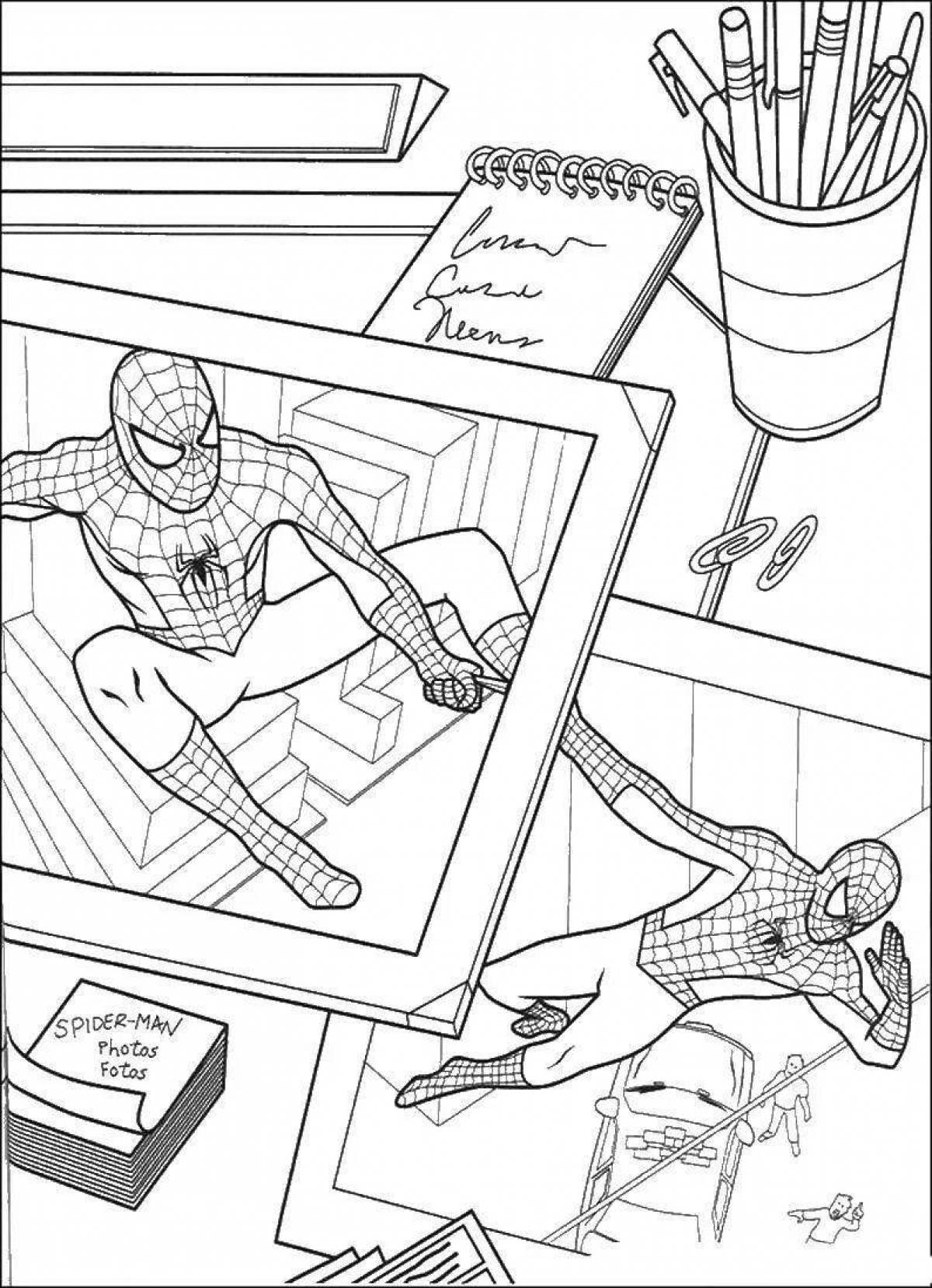 Раскраска энергичный комикс человек-паук