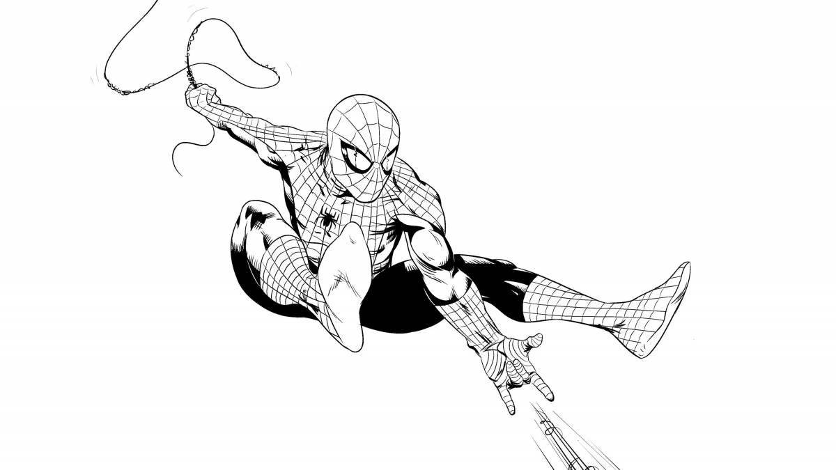 Coloring page energetic comic spider-man