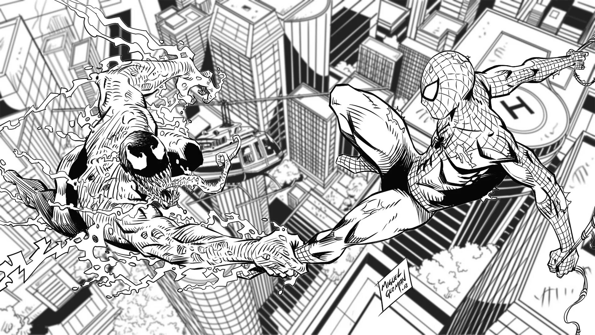 Spiderman's exciting coloring page