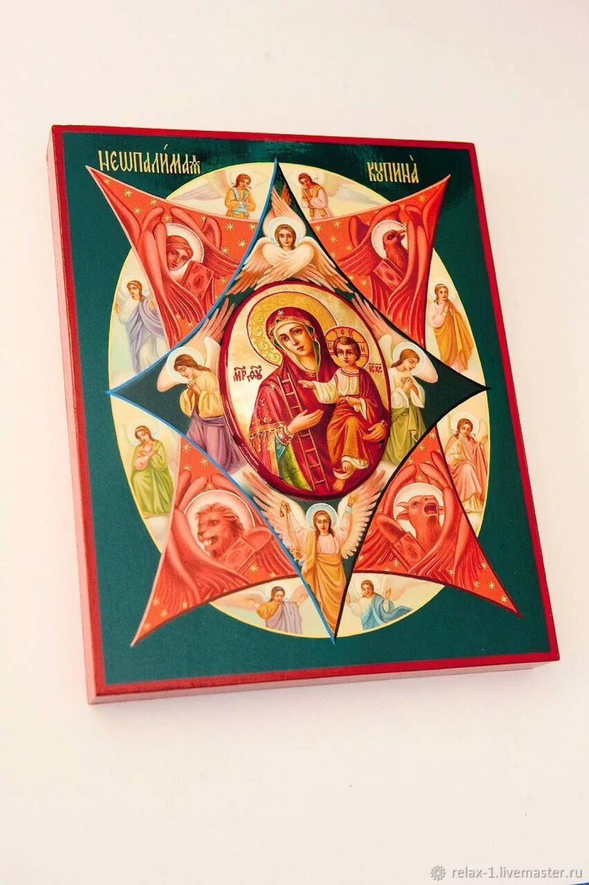 Coloring book luxury burning bush icon