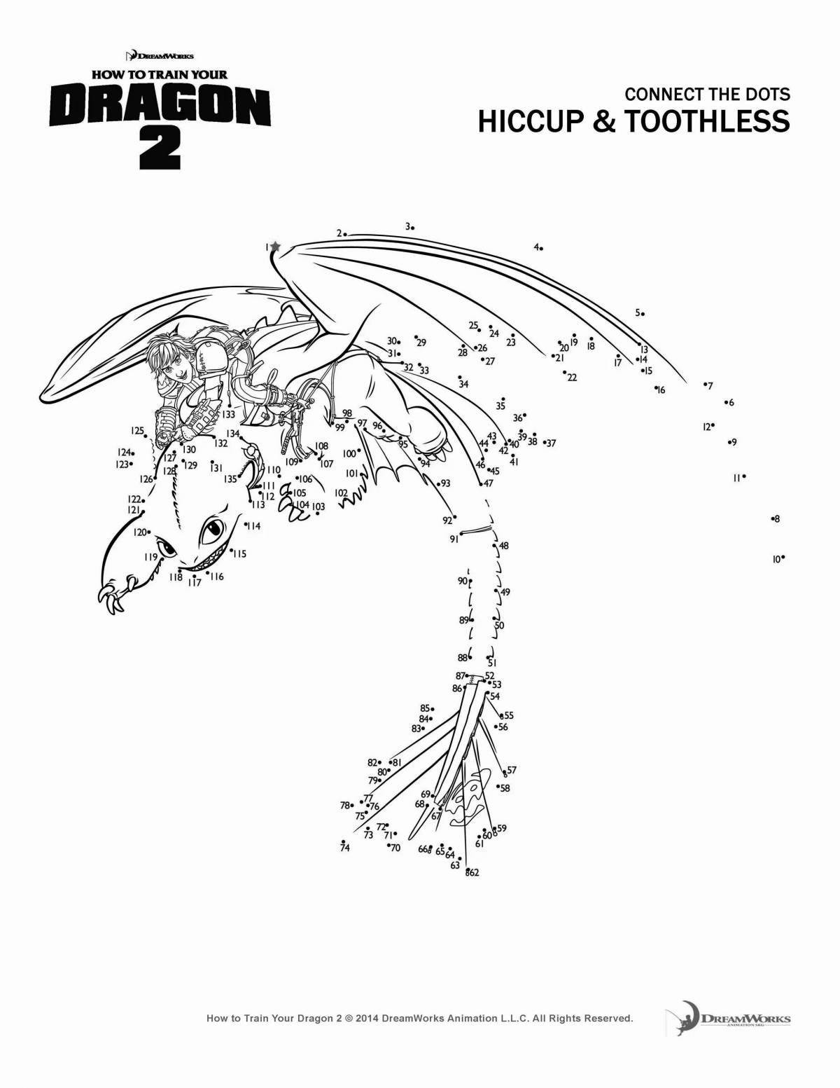 Toothless charm coloring by numbers