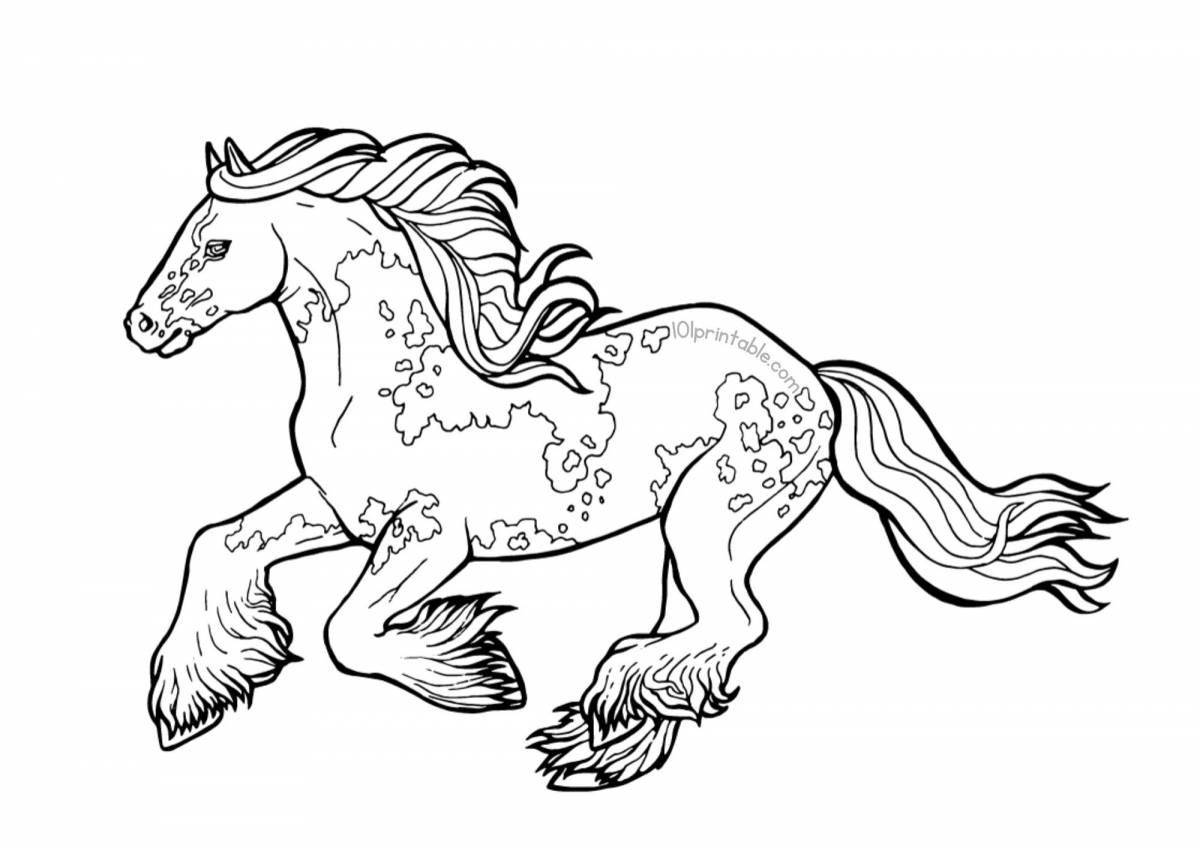 Радостная раскраска лошадь в яблоках