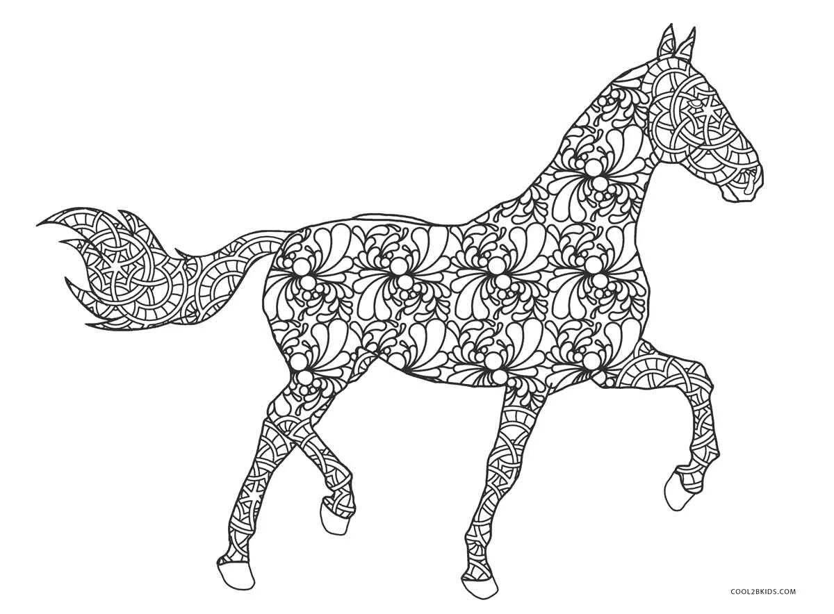 Увлекательная раскраска лошадь в яблоках