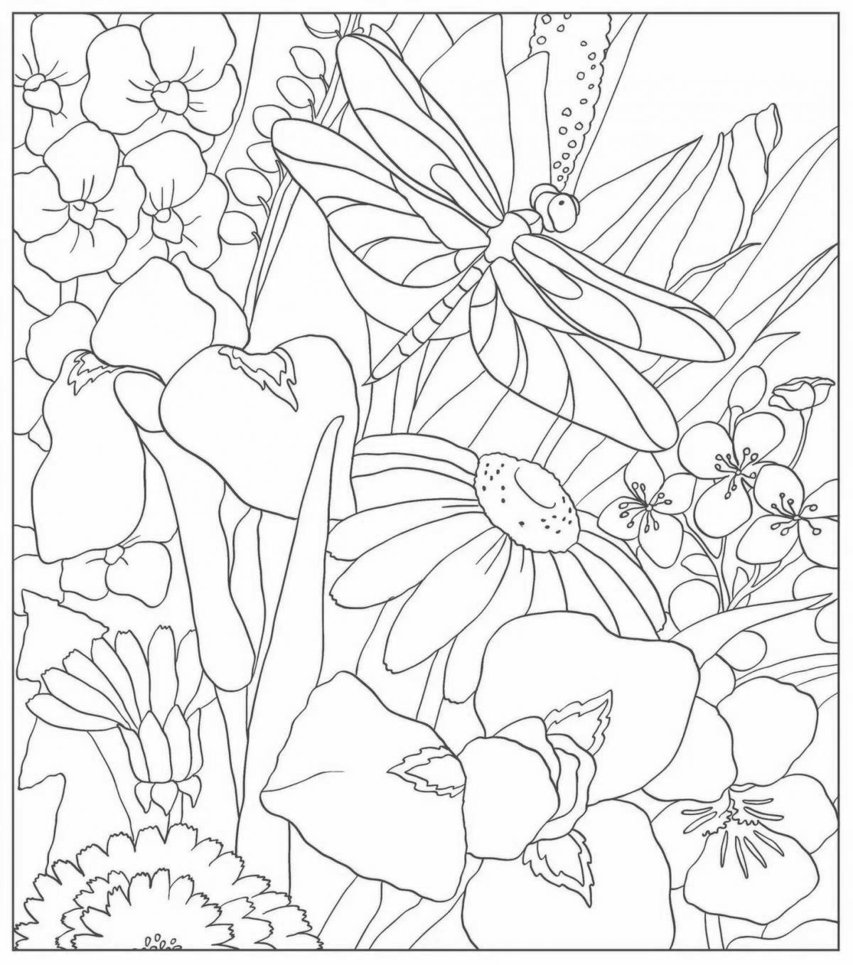 Coloring page vibrant contour iris press