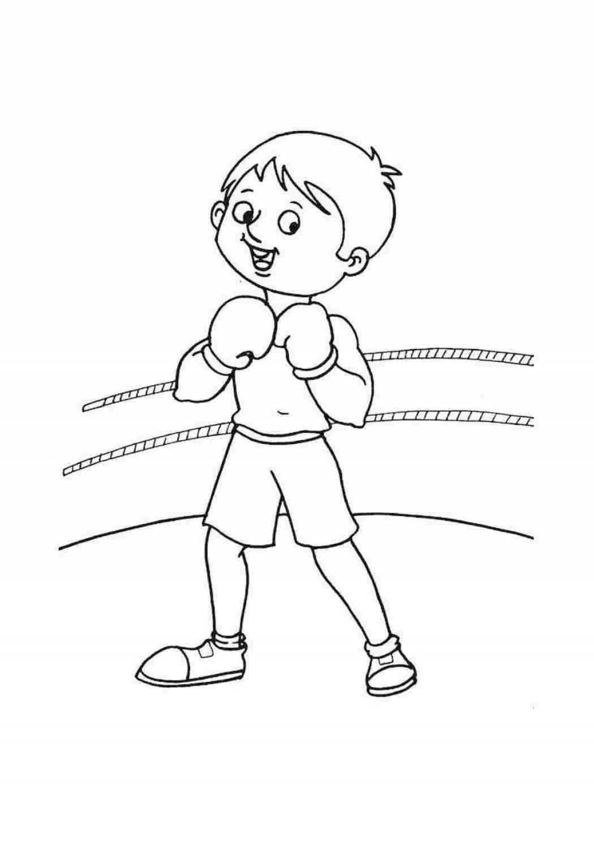 Cute boxing coloring book for kids