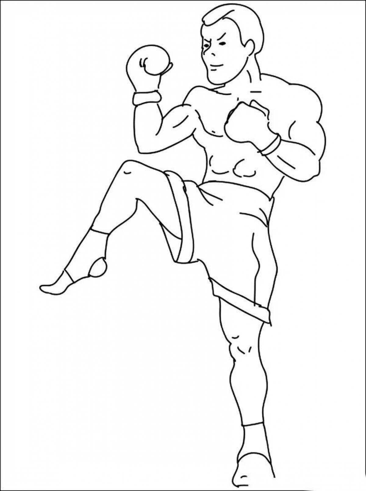 Adorable boxing coloring page for kids