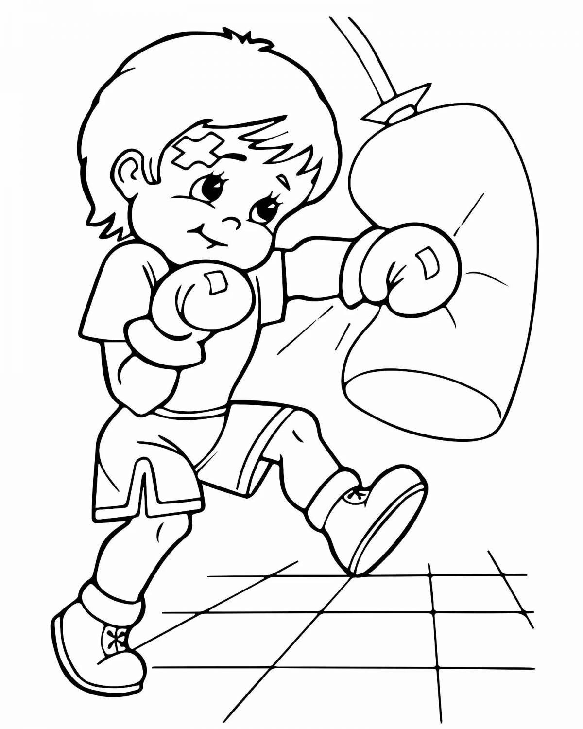 Friendly boxing coloring book for kids