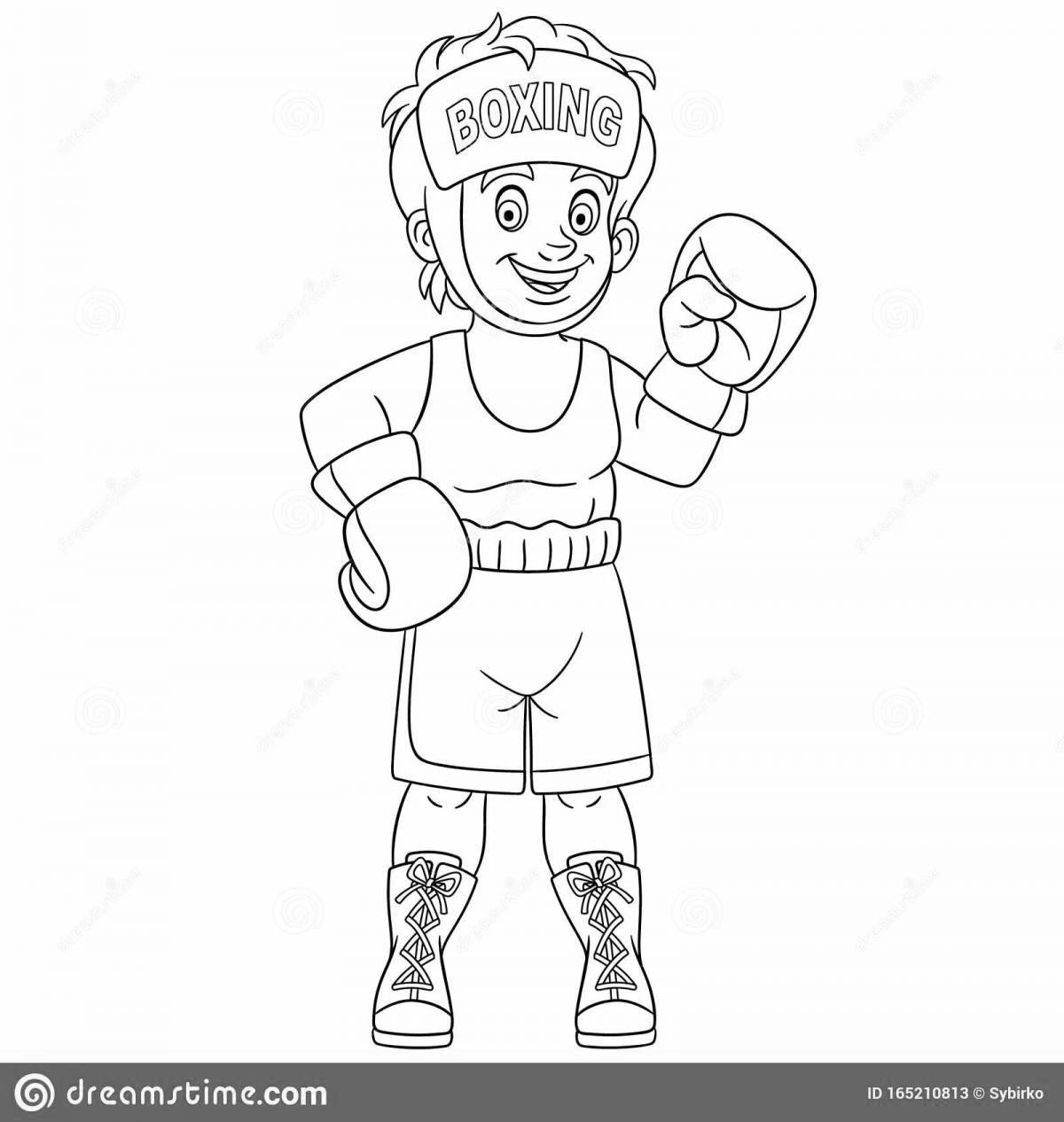 Satisfactory boxing coloring page for kids