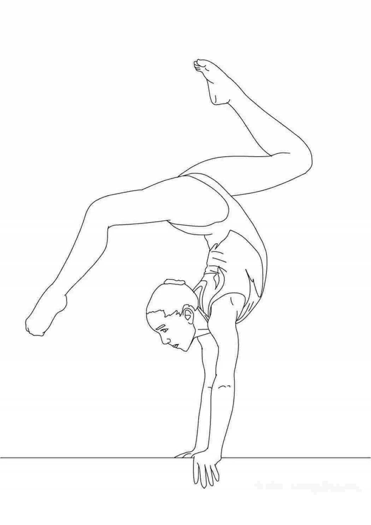 Colorful gymnastic coloring book for girls
