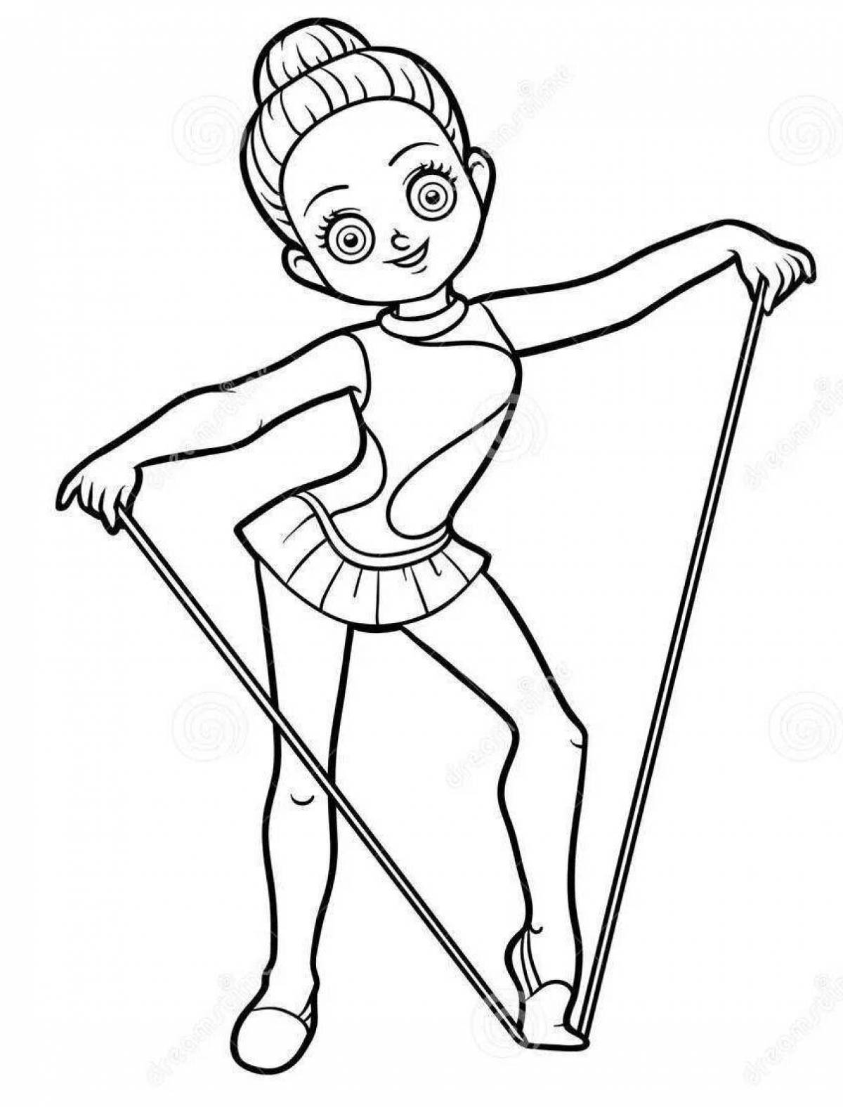 Playful gymnastic coloring book for girls
