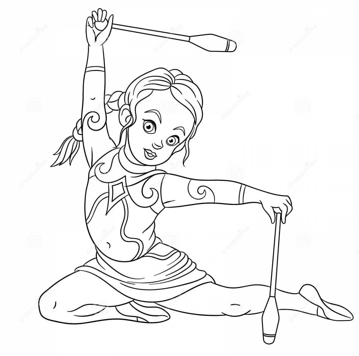 Shining gymnastics coloring book for girls