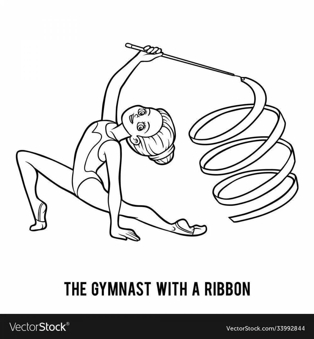 Coloring page energetic gymnastics for girls