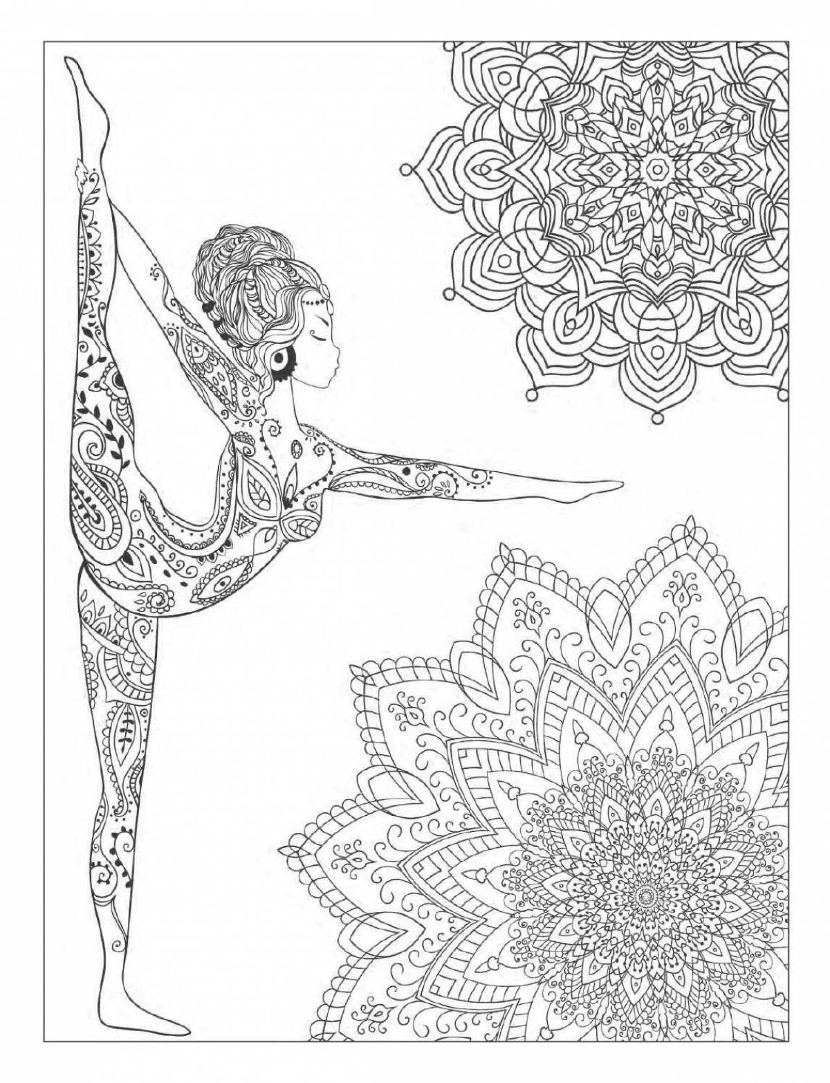 Tempting gymnastics coloring book for girls