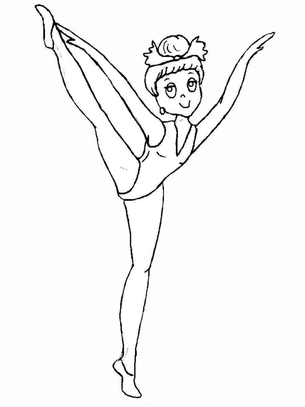 Great gymnastic coloring book for girls